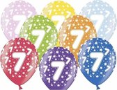 6x stuks Ballonnen 7 jaar thema met sterretjes - Leeftijd feestartikelen en versiering