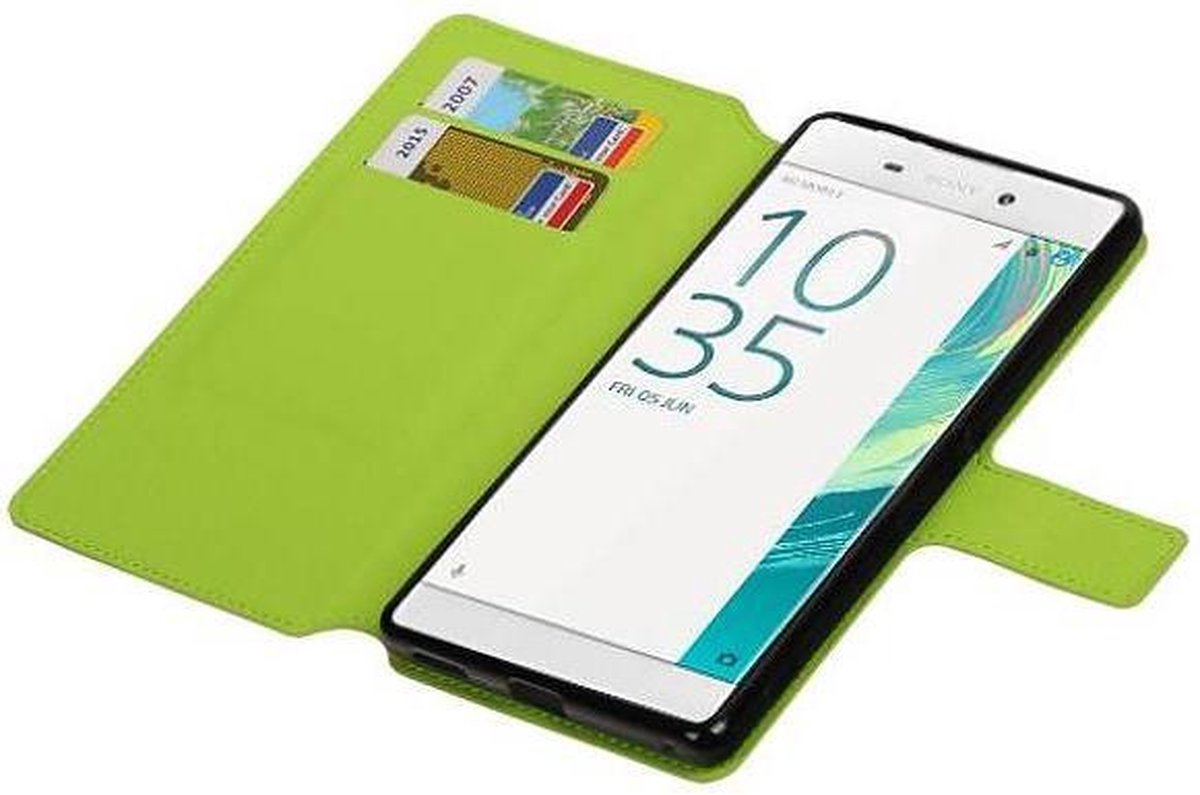 Cross Pattern TPU Bookstyle Wallet Case Hoesjes Geschikt voor Xperia C6 Groen