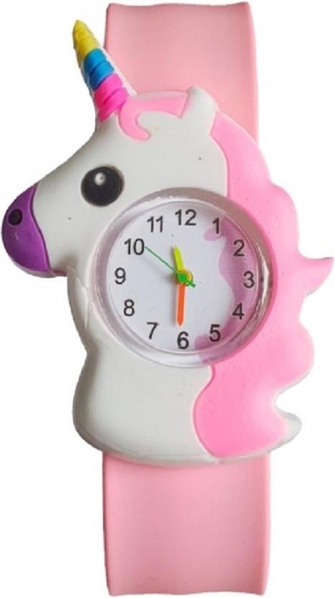 Unicorn- Eenhoorn peuter horloge - Slap on - voor de kleinere meisjes - Roze - I-deLuxe verpakking