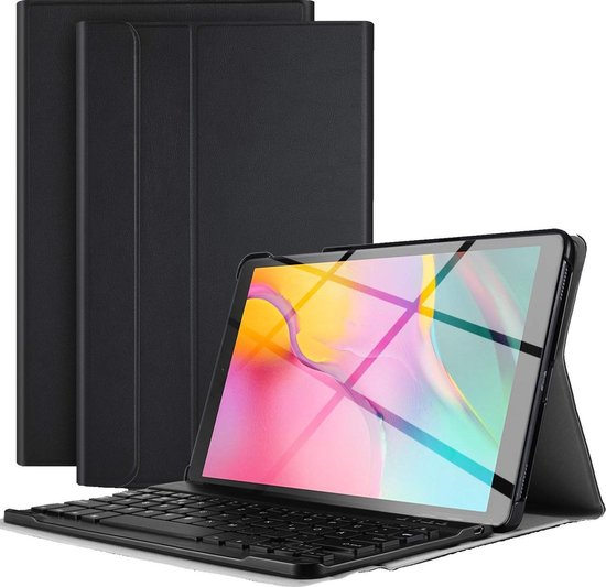 Hoes Geschikt voor Samsung Galaxy Tab A 10.1 2019 Hoes Toetsenbord Hoesje Keyboard Case Cover - Hoesje Geschikt voor Samsung Tab A 10.1 (2019) Hoes Toetsenbord Case - Zwart