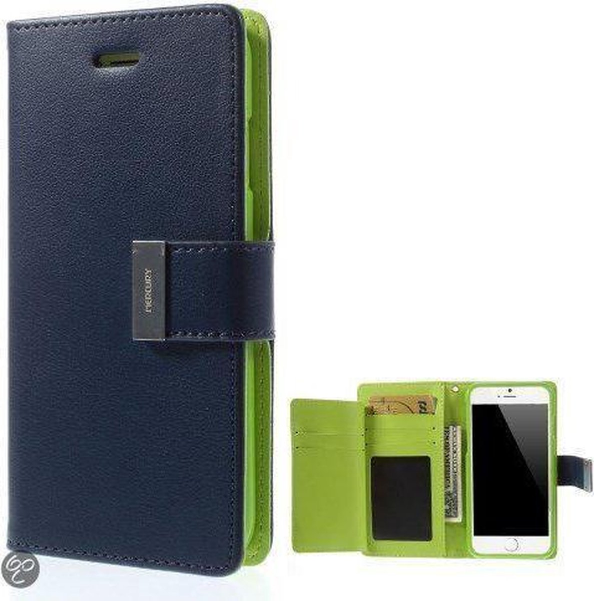 Mercury Rich Dairy wallet case hoesje Geschikt voor: iPhone 6 Plus Blauw