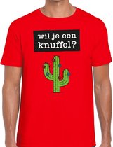 Wil je een Knuffel? Heren shirt rood - Heren feest t-shirts XL