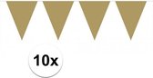10x vlaggenlijn / slinger goud 10 meter - totaal 100 meter - slingers