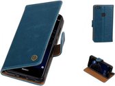 MP Case Blauw Kunstleer booktype vintage  hoesje Huawei P9 Lite