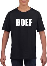 Boef tekst t-shirt zwart kinderen XL (158-164)