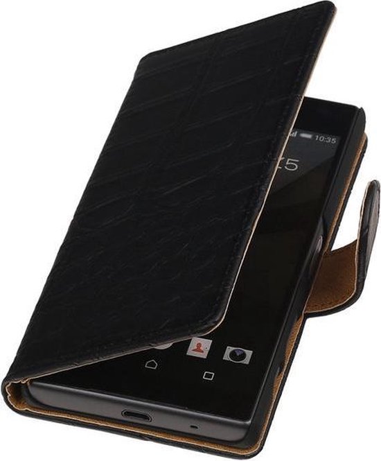 Doe mee technisch Piraat Sony Xperia Z1 Compact (Mini) - Krokodil Zwart Booktype Wallet Hoesje |  bol.com