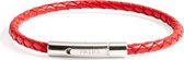 PRINS. Armband PB0022-RED-19.5 - Heren - Rood Gevlochten Leer (4mm), RVS Slot - 19,5 cm
