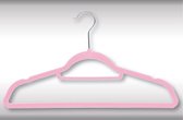 6 Stuks Klerenhangers - Met Broekspijp houder -  45 cm breed - Antislip - Broeklat - Kunststof klerenhanger - Kleur: Rose / Pink
