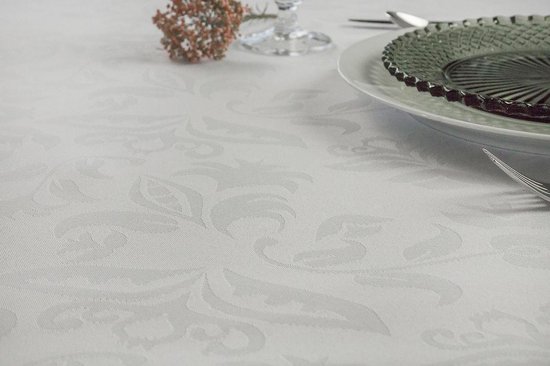 KOOK Damast Polyester Tafelkleed - 140x240 - Wit | bol