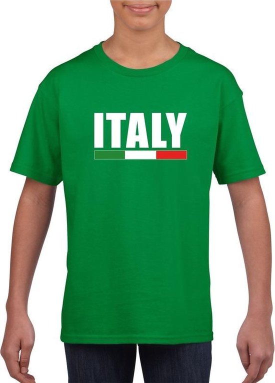 Groen Italie supporter t-shirt voor kinderen 110/116