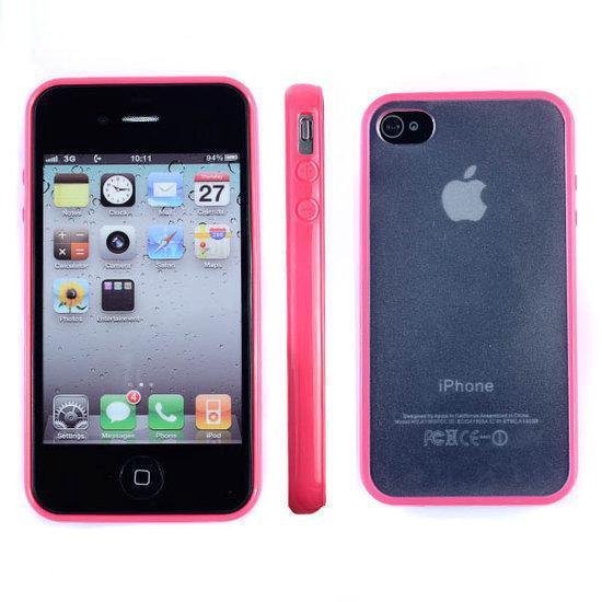 Apple 4 4S Hoesje Bumper case met achterkant Roze Pink | bol.com