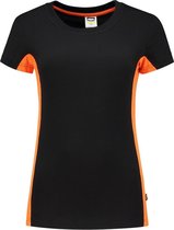 Tricorp T-shirt Bi-color Dames - 102003 - zwart / oranje - maat XL