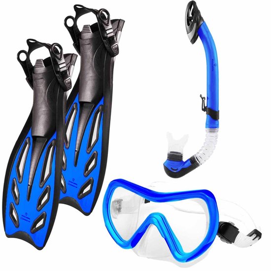 Verdorren Evaluatie kom tot rust Snorkelset »Nixe« Diving set: duikbril + zwemvliezen (zwemvinnen) + snorkel  / duiken /... | bol.com