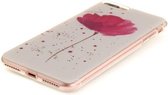 GadgetBay Roze bloem met wit cover iPhone 7 Plus 8 Plus TPU hoesje silicone case