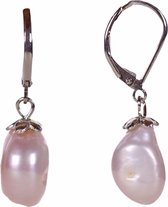 Zoetwater parel oorbellen Rola - oorhanger - echte parels - roze - sterling zilver (925)