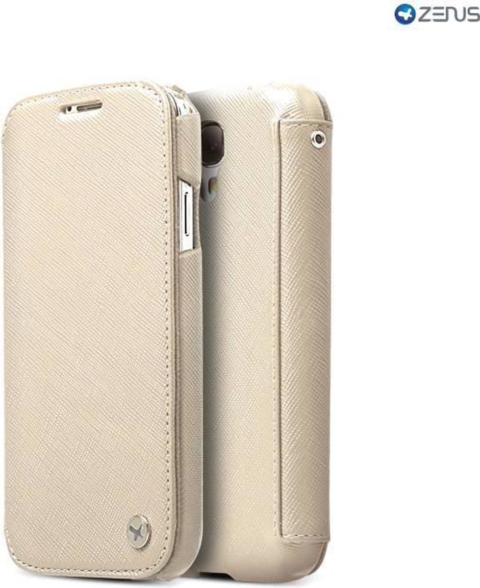 Zuiver leren Zenus hoesje voor Samsung Galaxy S4 Prestige Minimal Diary Series - Beige