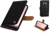 MP Case® PU Leer Vintage Look Zwart Hoesje voor Samsung Galaxy S8 Plus book case wallet case