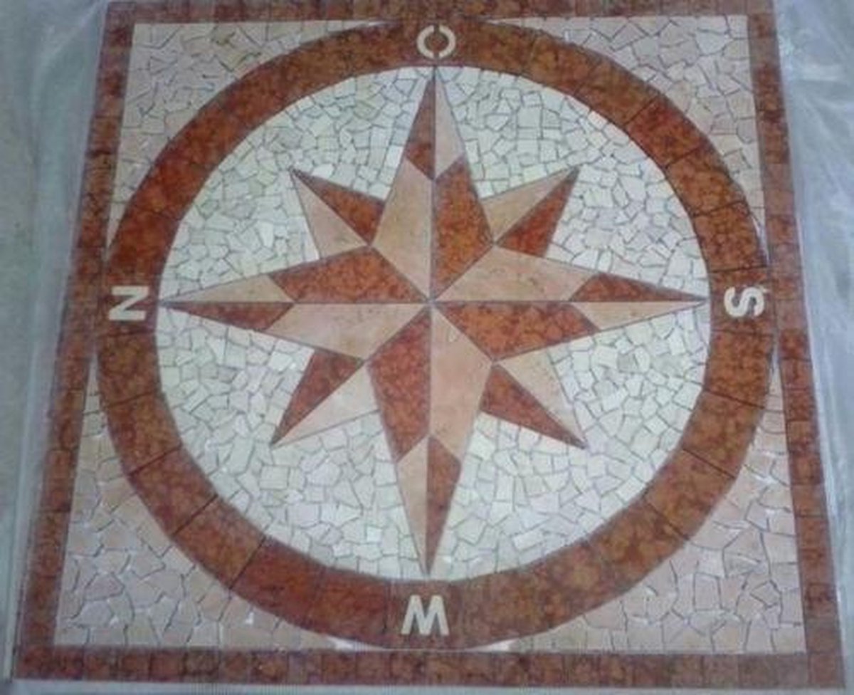 Mozaiek tegel 047 medallion windroos 90 x 90