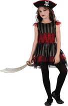 LUCIDA - Zwart en rood piraten kostuum voor meisjes - XS 92/104 (3-4 jaar)