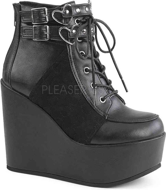 Poison-105 nep leren plateau enkellaars met sleehak, gespen en metalen hart  ringen | bol.com