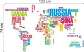 Wereld Map Gekleurde Namen Stickers