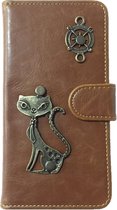 MP Case® PU Leder Mystiek design Bruin Hoesje voor Samsung Galaxy S8 Plus Kat Figuur book case wallet case