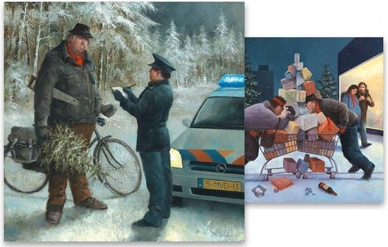 Kaarten - Kerst - Marius van Dokkum - Kerstprent/kerststress - 10st.