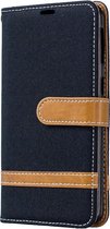 Denim Book Case - Geschikt voor Samsung Galaxy A40 Hoesje - Zwart