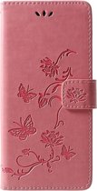 Bloemen Book Case - Samsung Galaxy J6 Plus (2018) Hoesje - Pink