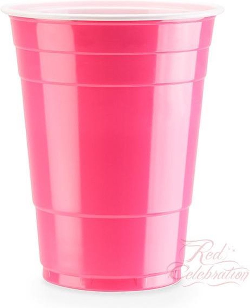 100 American Pink Cups - 500ml Roze Party Beer Pong bekers - Red Celebration