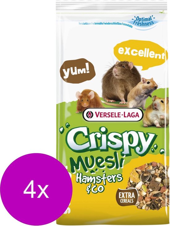 leugenaar Emuleren Stereotype Versele-Laga Crispy Muesli Hamsters & Co - Hamstervoer - 4 x 1 kg Met  Coccid | bol.com