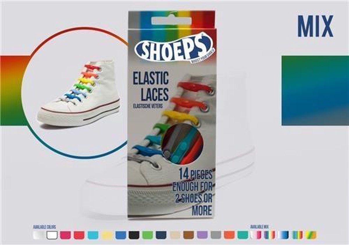 Shoeps Elastische Veters Multicolor Mix