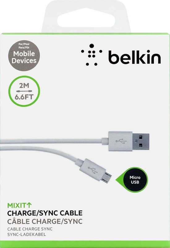 Belkin MIXIT Micro-USB naar USB Kabel - 2 meter - Wit - Belkin