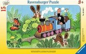 Ravensburger puzzel Little Mole, Engine Driver - Vormpuzzel - 15 stukjes