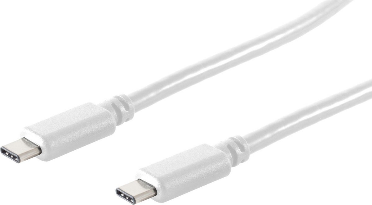 USB-C naar USB-C kabel - USB3.2 (tot 10 Gbit/s) - PD tot 20V/3A / wit - 1,5 meter
