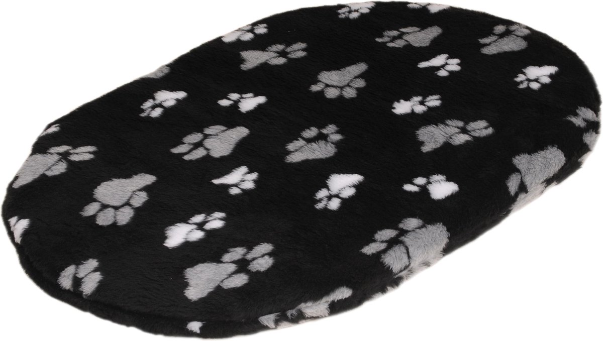 Lovely Nights - hondenkussen Teddy black with 2 color print paw 77 cm
