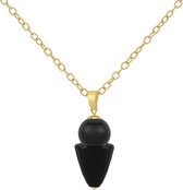 ARLIZI 1470 Collier Pendentif en perles de cristal Swarovski - Femme - Argent 925 plaqué or - 45 cm - Zwart