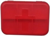Compact pillendoosje / medicijndoos - rood - 6 vakken - zakmodel