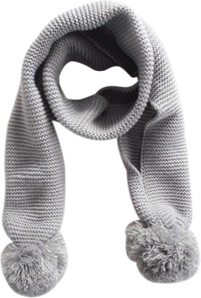 gebreide sjaal met pompons grijs | bol.com