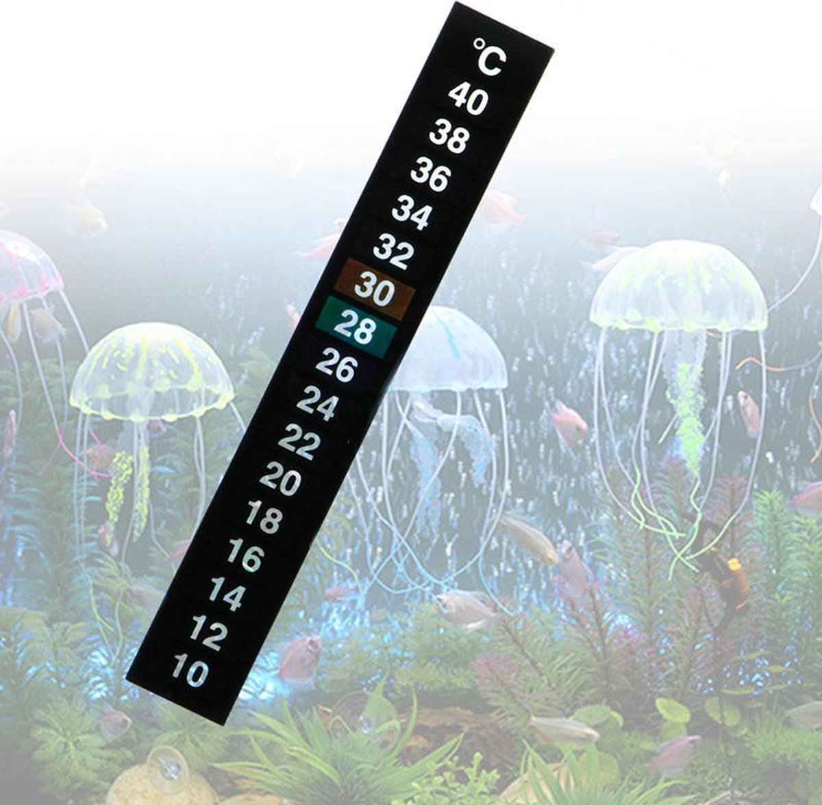 GreatGardenPosters Thermometer Strip - Aquariummeter - 13 x 1.8 cm - 2 Stuks - Merkloos