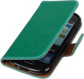 Groen Pull-Up PU booktype wallet cover cover voor Samsung Galaxy S3 Mini