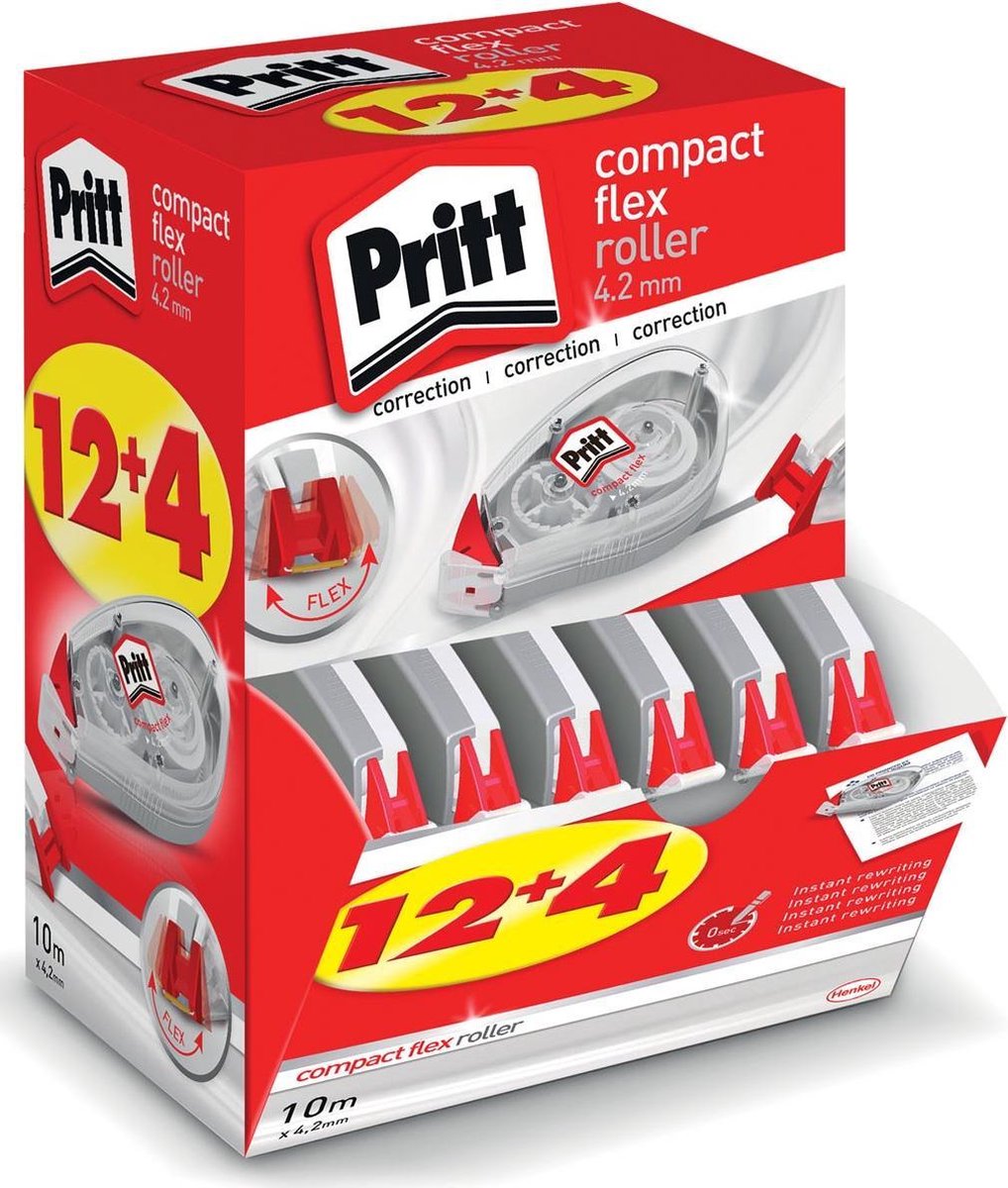 Pritt Correctieroller Compact 4.2mm x 10m , Value-Pack 12+4 gratis - Pritt