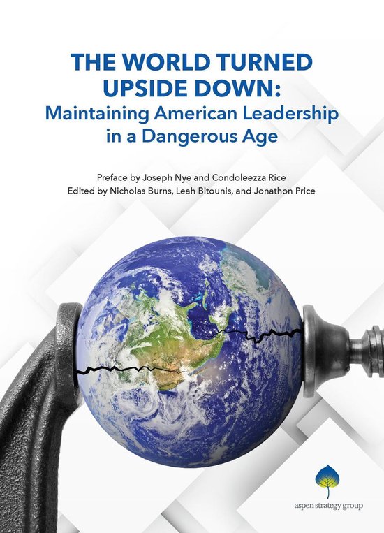De wereldbol wordt samengeperst, met gebarsten aarde. Titel: The World Turned Upside Down.