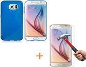 Comutter Silicone cover Samsung Galaxy S6 blauw met tempered glas screenprotector