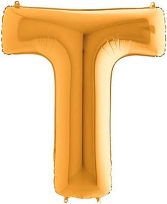Folieballon letter T goud (100cm)