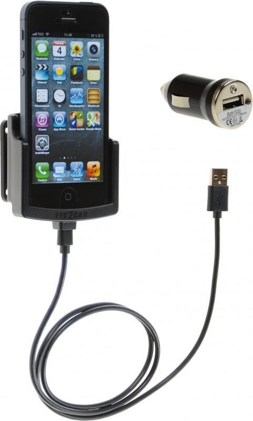 Kram 60201 Fix2Car Actieve Houder Apple iPhone 5 Incl. Car charger &  Griffin Data Cable | bol.com