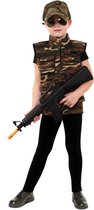 PartyXplosion - Leger & Oorlog Kostuum - Carmen Camouflage Commando Chick Vest Kind - Bruin - Maat 152-164 - Carnavalskleding - Verkleedkleding