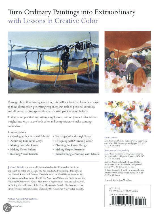 Boekcover 'Turn Ordinary Paintings into Extraordinary with Lessons in Creative Color' met een illustratie van een markt met boten op de achtergrond.