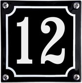 Numéro de maison en émail noir - 12