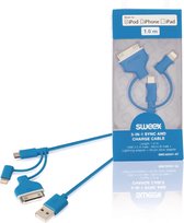 Sweex SMCA0331-07 3-in-1 Data En Oplaadkabel Usb Micro-b Male + Dockadapter + Lightningadapter - A Male 1.00 M Blauw